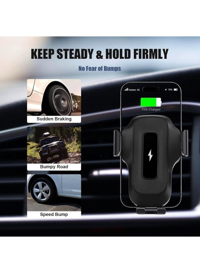 Arabest 15W Qi Auto-Clamping Car Charger - Fast Wireless Charging Phone Holder for iPhone 15/14/13 Pro, Samsung S23/S22 Ultra, All Qi Phones | Heatproof for UAE Summer | 360° Rotation & Secure Grip - Image 3